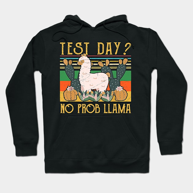 Test Day No Pro Llama Funny Teacher Exam Testing Retro Hoodie by Kings Substance